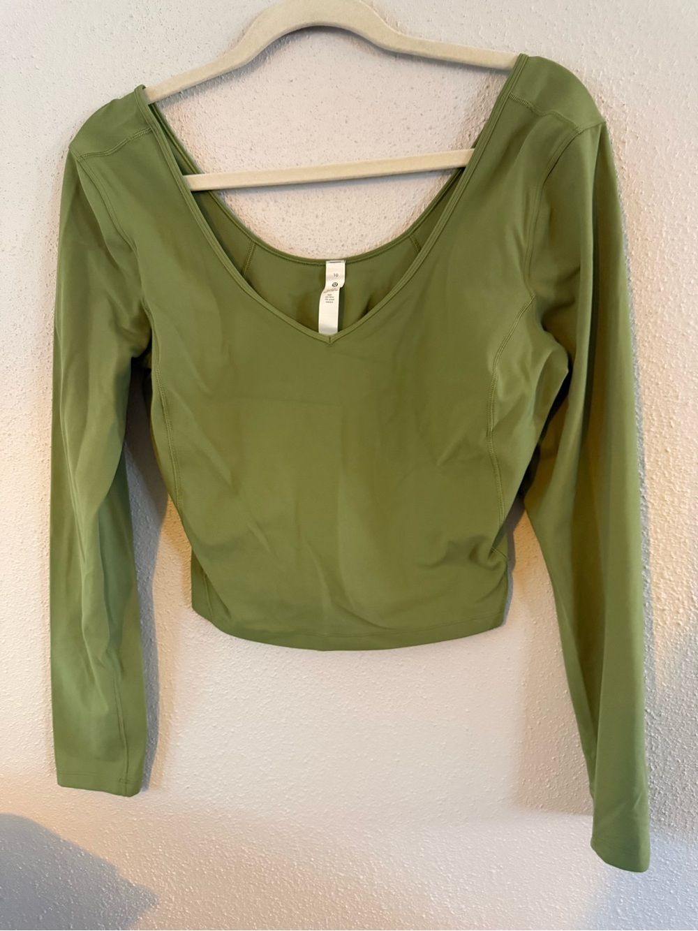 lululemon athletica Olive Green V-Neck Long Sleeve Crop Top